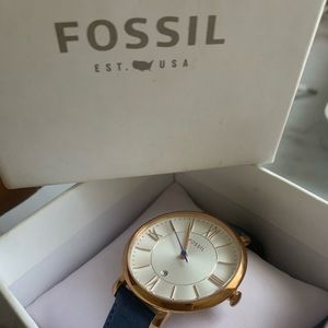 Fossil leather strap watch!